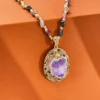 Violet Mirage Tourmaline Amethyst Pendant Necklace1