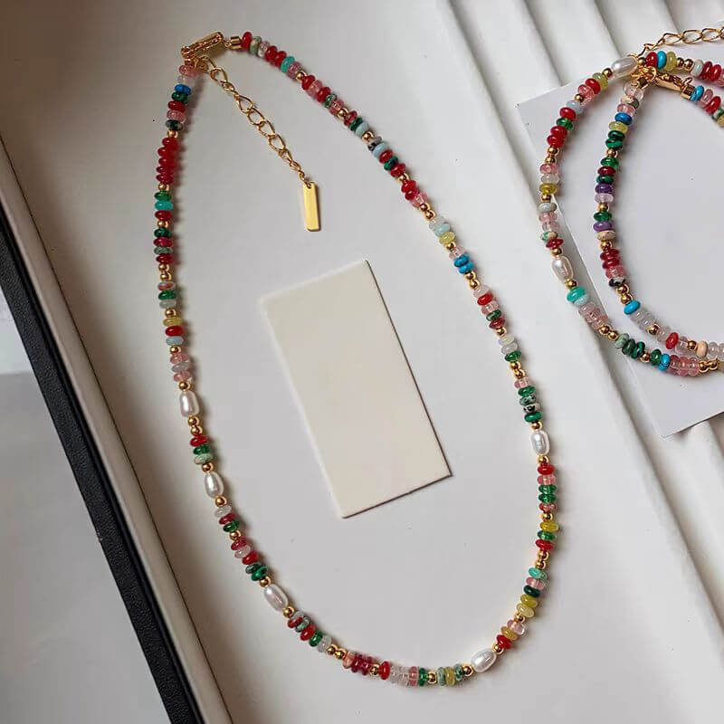 Gypsy Rainbow Sonnet Bohemian Pearl Necklace2