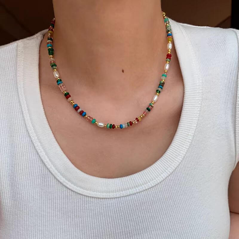 Gypsy Rainbow Sonnet Bohemian Pearl Necklace3