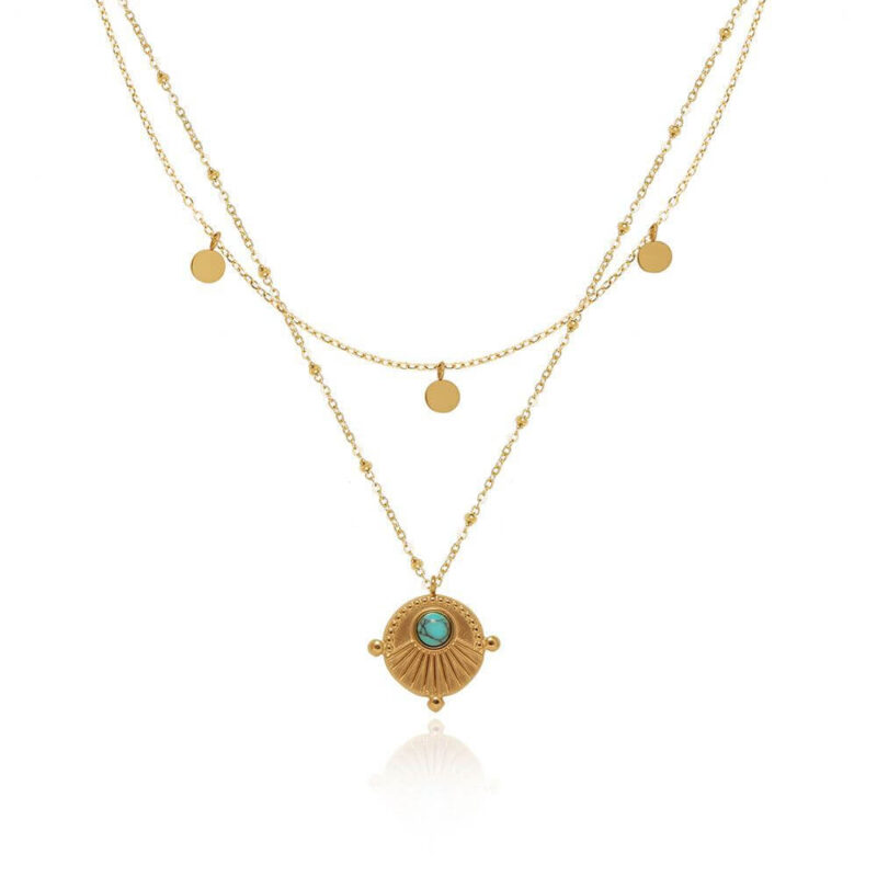 Turquoise Vagabond Bohemia Vintage Charm Necklace1