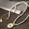 Imitation Pearl Necklace with Mother of Pearl Pendant (4)