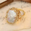 Adjustable Gold-plated Baroque Pearl Rings for Sale
