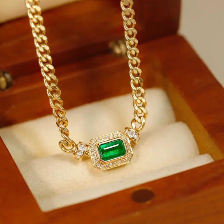 Veridian 14K Gold Plated Emerald Necklace SHOW